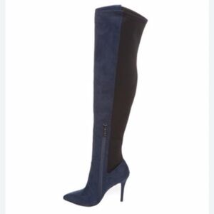 Charles by Charles David Navy & Black Pointed Toe Thigh High Boot - Size 8